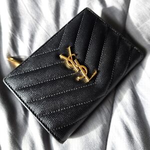 SAINT LAURENT Cassandre quilted textured-leather wallet